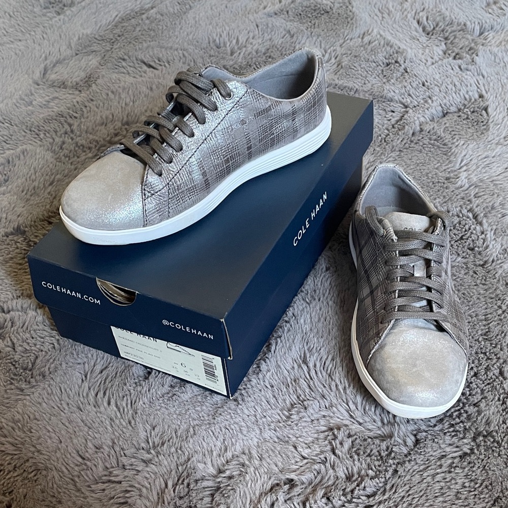 Cole Haan Grand Crosscourt II in Metallic Gray Plaid
